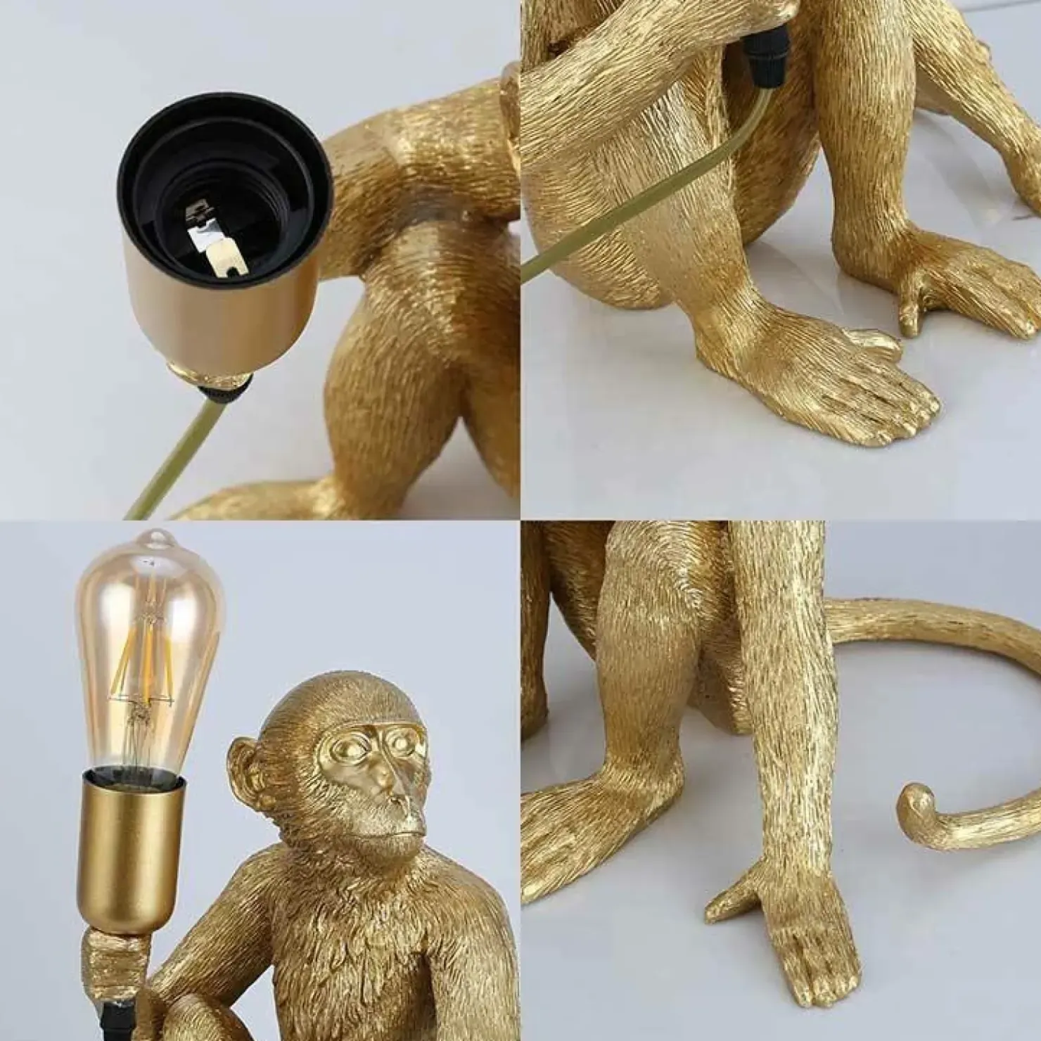 Złota, modernistyczna lampka nocna ABR-KARD4-G MONKEY | Kaja*Sklep Kaja Fashion