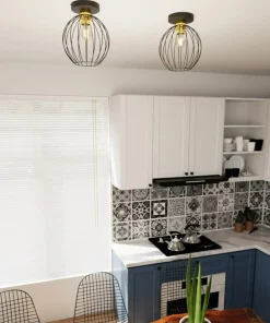 Store Sklep Kaja Złoto-czarna lampa sufitowa z drucianym kloszem 1370/1 z serii NEST
