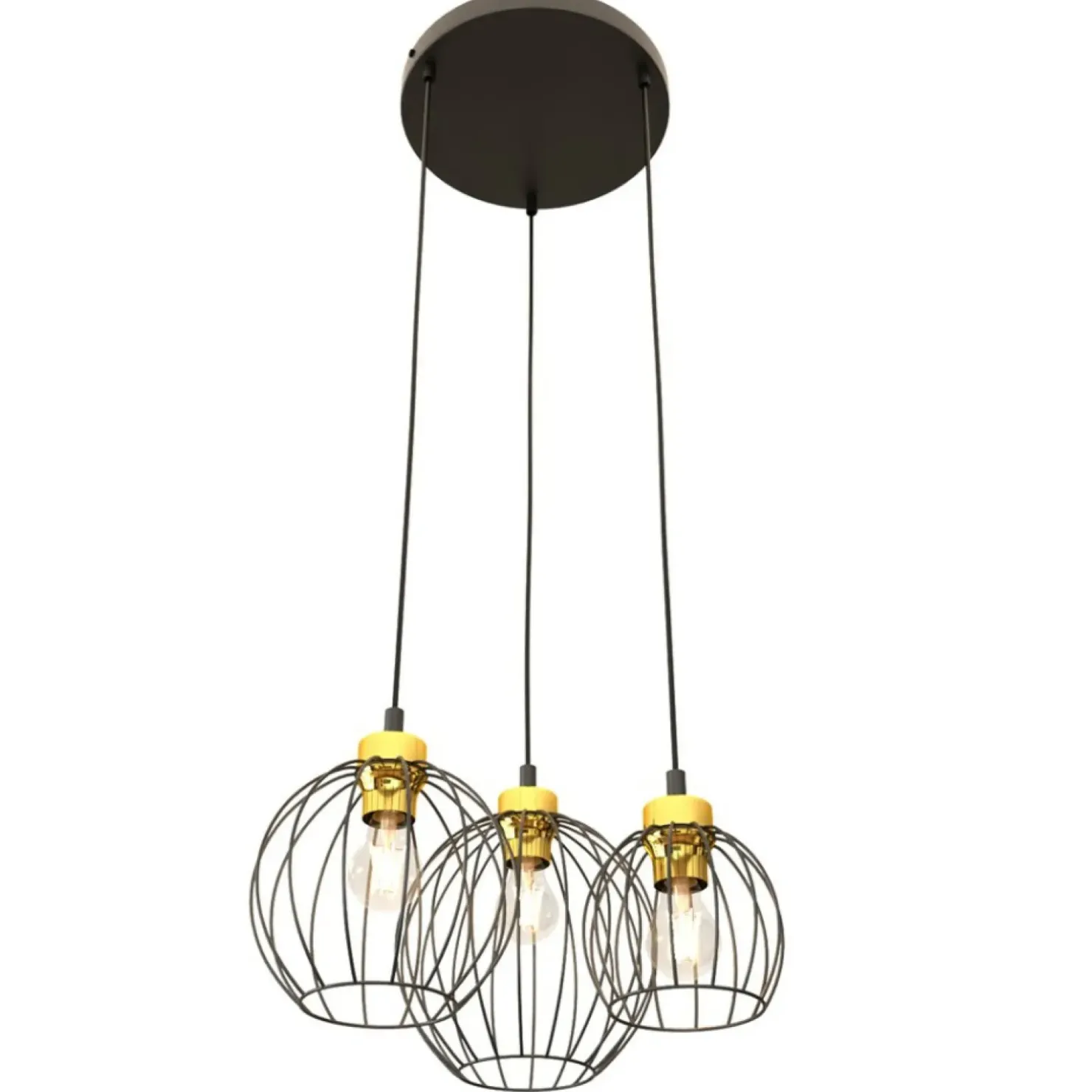 Store Sklep Kaja Złoto-czarna lampa wisząca, na trzy żarówki 1368/3PREM z serii NANDO