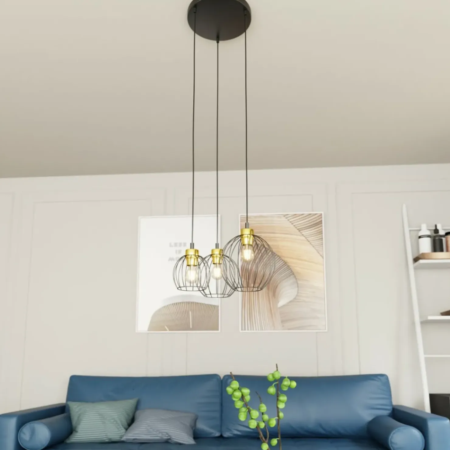 Store Sklep Kaja Złoto-czarna lampa wisząca, na trzy żarówki 1368/3PREM z serii NANDO