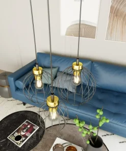 Store Sklep Kaja Złoto-czarna lampa wisząca, na trzy żarówki 1368/3PREM z serii NANDO