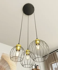 Store Sklep Kaja Złoto-czarna lampa wisząca, na trzy żarówki 1368/3PREM z serii NANDO