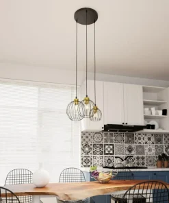Store Sklep Kaja Złoto-czarna lampa wisząca, na trzy żarówki 1368/3PREM z serii NANDO