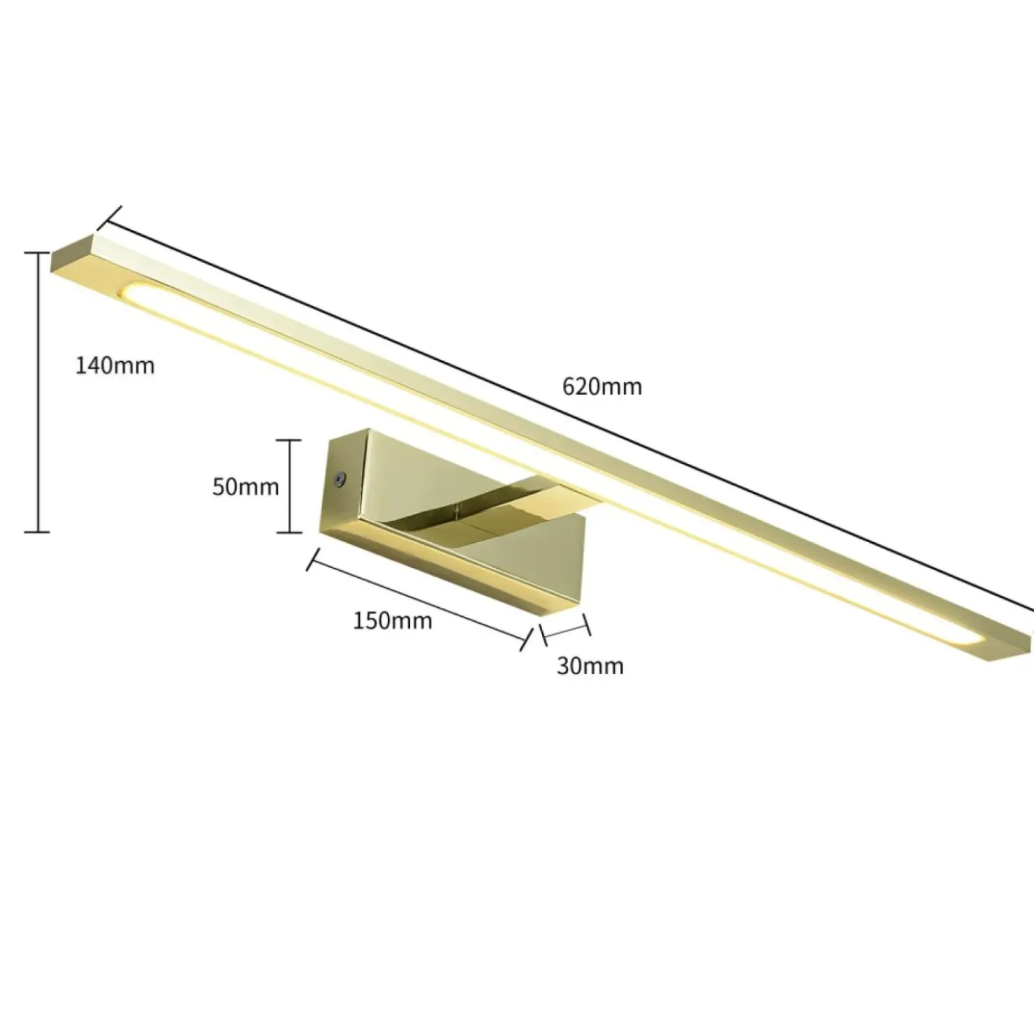 Złoty kinkiet do łazienki, szerokość 62cm GS-LWB-20W GOLD ISLA | Kaja*Sklep Kaja Cheap